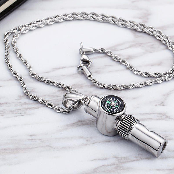 Compass and Whistle Pendant Necklace