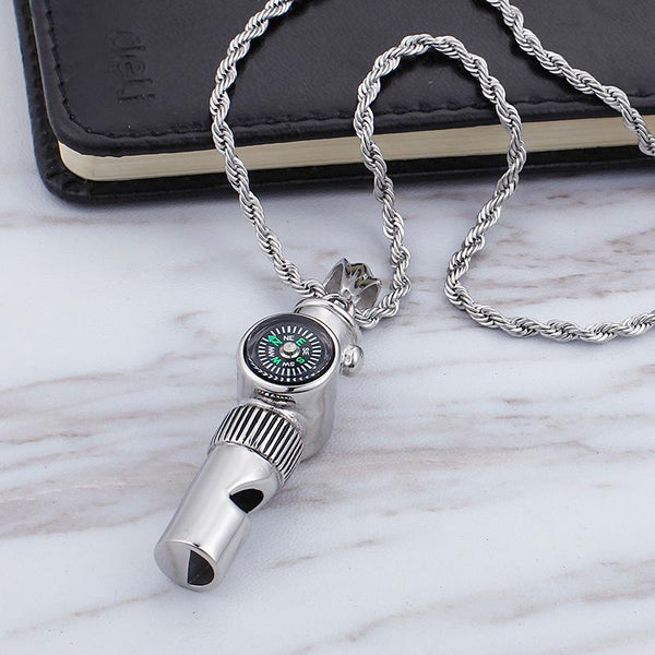 Compass and Whistle Pendant Necklace