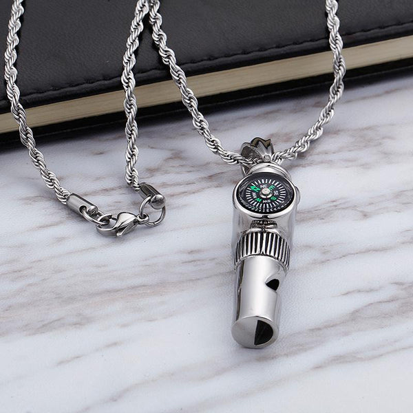 Compass and Whistle Pendant Necklace
