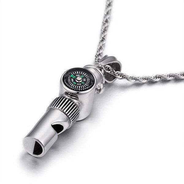 Compass and Whistle Pendant Necklace